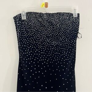 Elegant Black Strapless Dress with Silver Accents